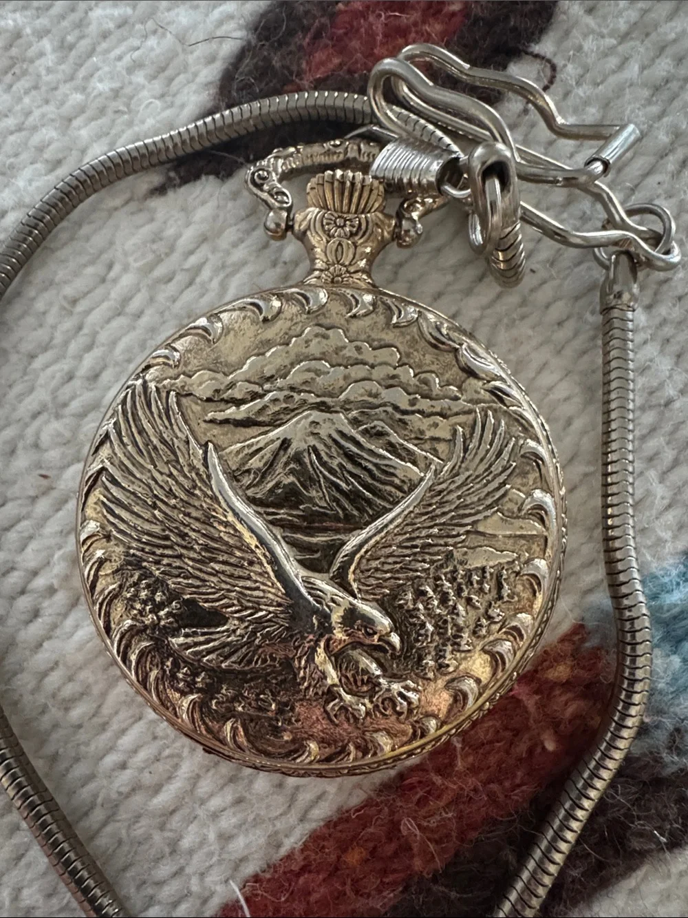 Limited Edition Men's Commemorative Quartz Pocket Watch with Chain 1886-1986